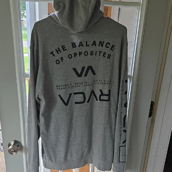 RVCA Gray Zip-Up Sweater with Ribbed Cuffs - Picture 4 of 4